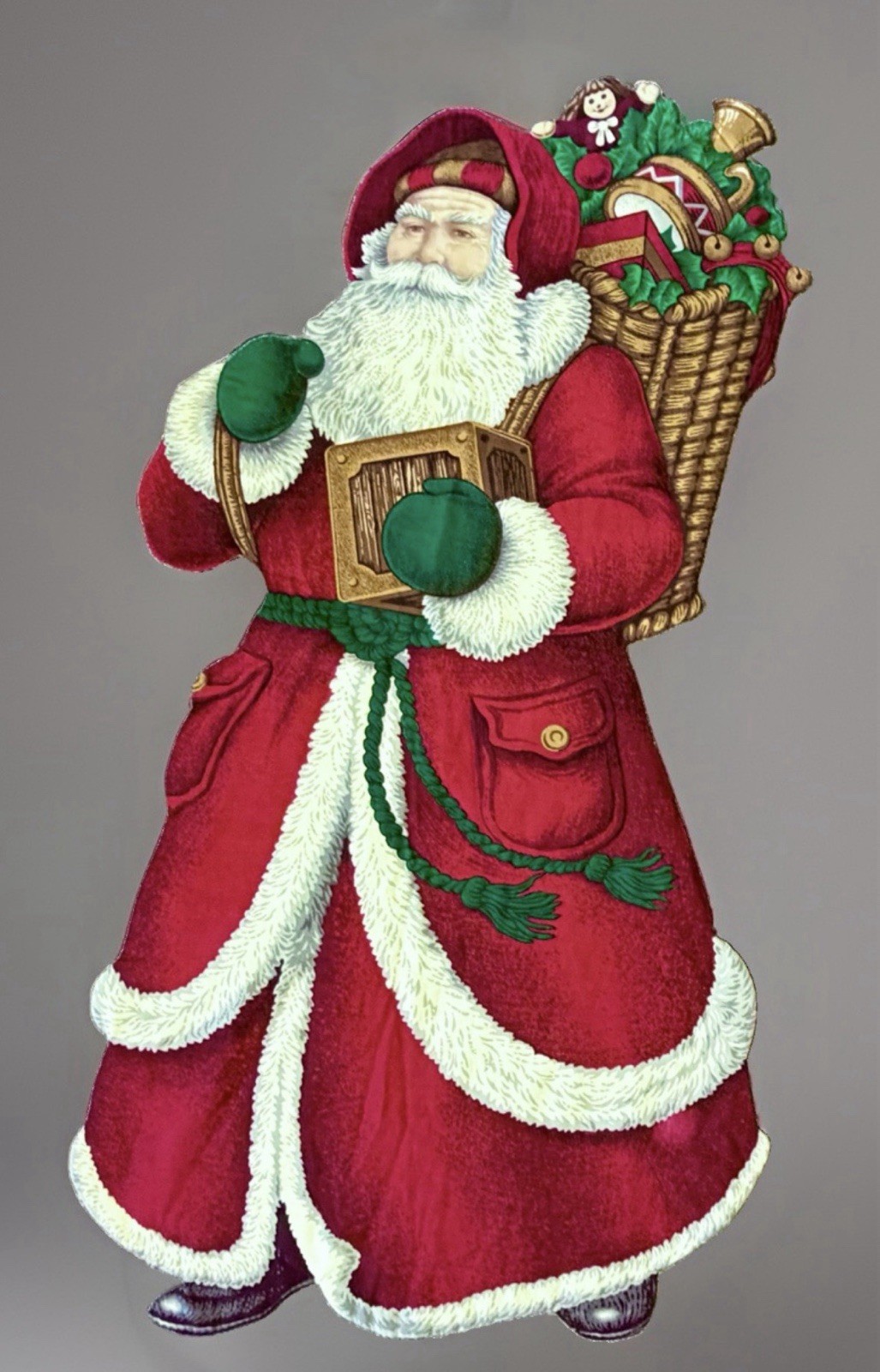 Vtg Large Quilted Santa Christmas Hand Sewn Fabric Decor for Hanging 54”x28” Vtg Large Quilted Santa Christmas Hand Sewn Fabric Decor for Hanging 54”x28”
