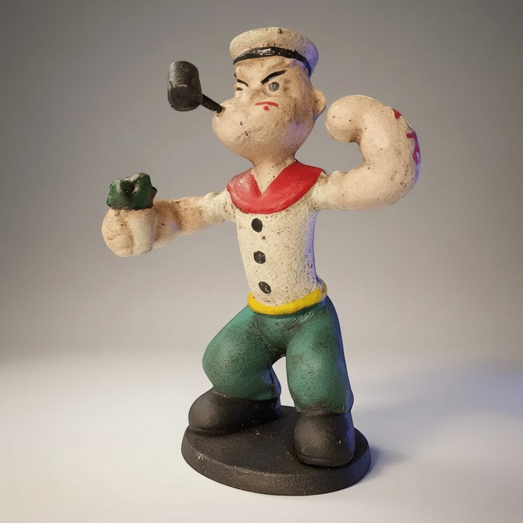 Popeye the Sailor Man with Pipe & Spinach Cast Iron Figurine Popeye the Sailor Man with Pipe & Spinach Cast Iron Figurine