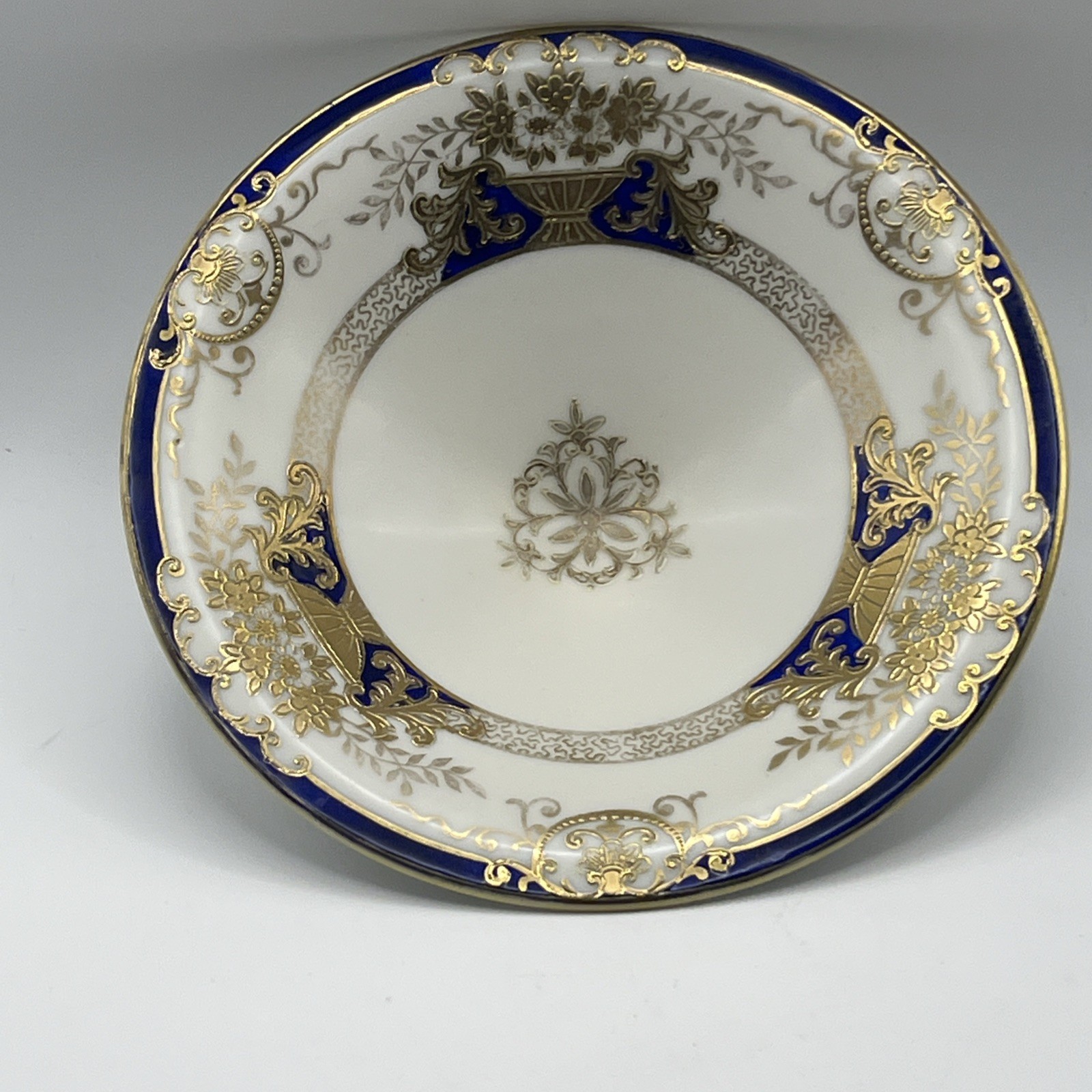 Noritake 6.5" Footed Bowl Cobalt Blue Heavy Gold Encrusted Maruki Mark 1920s