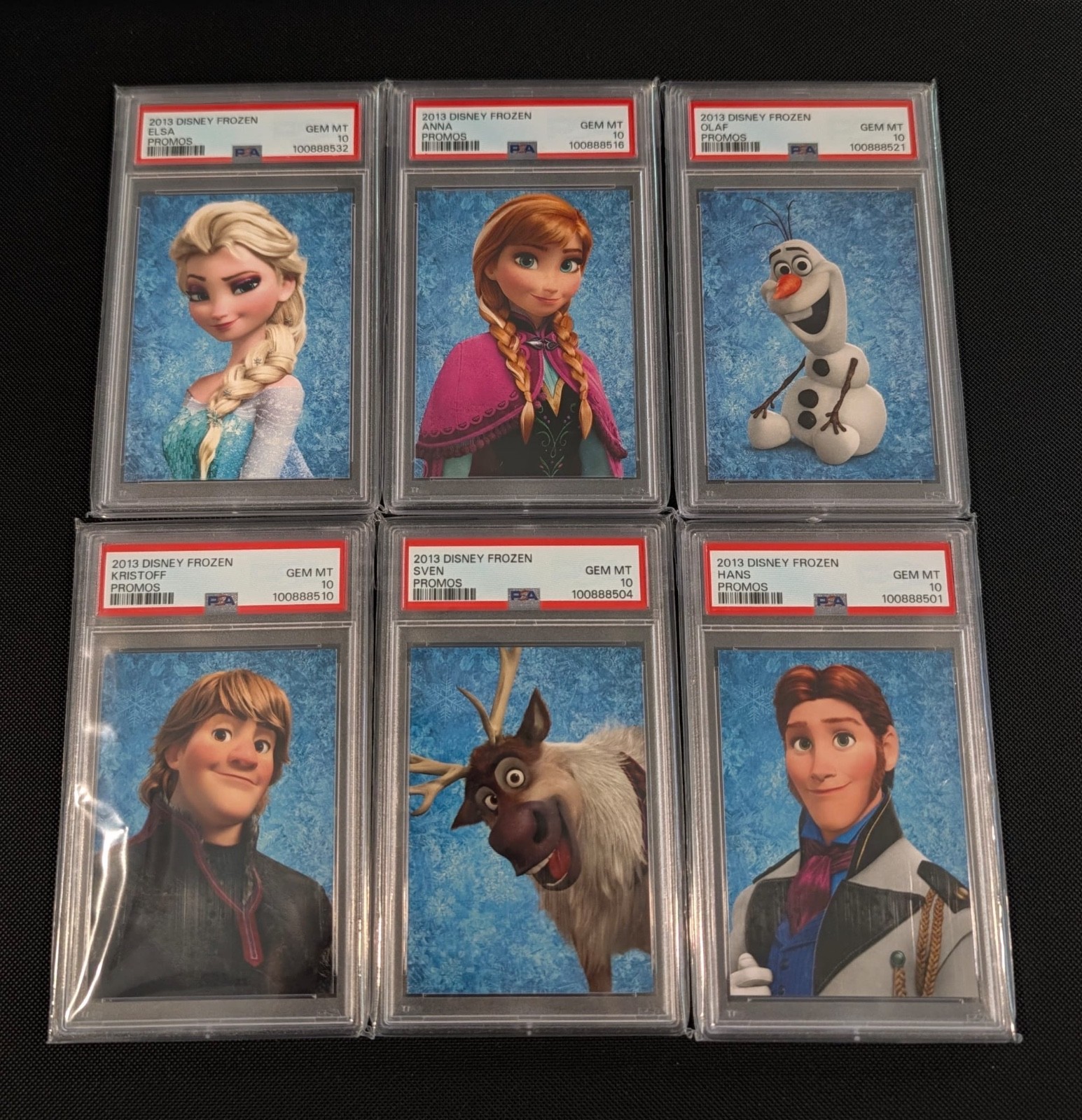 2013 Disney Frozen PSA 10 GEM MINT Complete 6 Card Promo Set Elsa Anna Olaf 2013 Disney Frozen PSA 10 GEM MINT Complete 6 Card Promo Set Elsa Anna Olaf