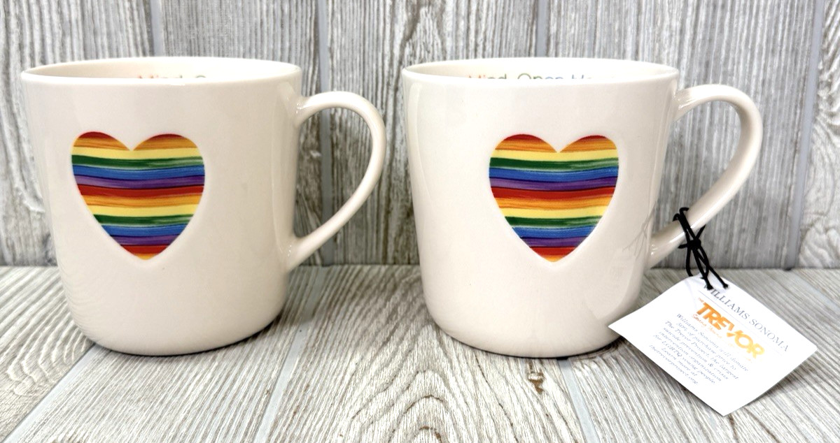 Williams Sonoma The Trevor Project Rainbow Heart Mugs Set of 2 LGBTQ Pride NWT Williams Sonoma The Trevor Project Rainbow Heart Mugs Set of 2 LGBTQ Pride NWT