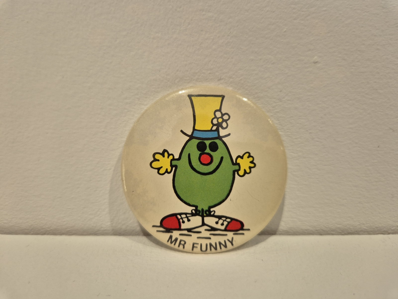 Vintage Mr Funny Pin Badge , 80s Mr Men, Retro, Collectable