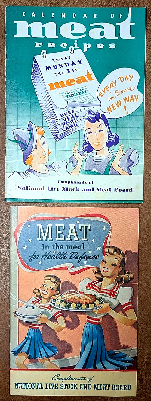 1938 1942 Meat Recipe Cookbooks WWII Health Defense John Howard Vintage Lot