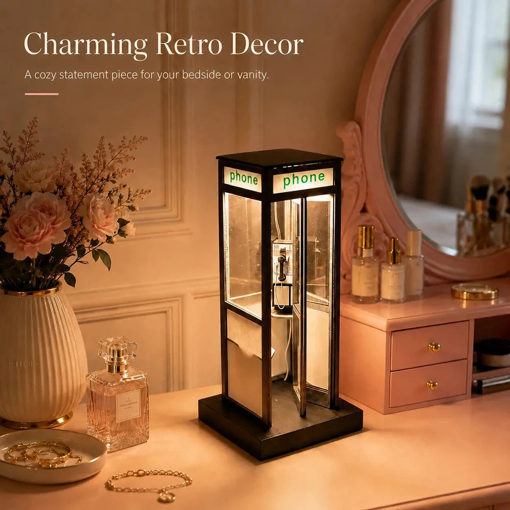 Vintage Tall Phonebooth Led Night Light Nostalgic British Street Decor Light War Vintage Tall Phonebooth Led Night Light Nostalgic British Street Decor Light War