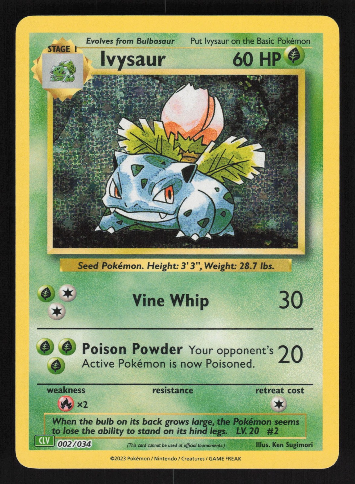 English NM Ivysaur 002/034 CL Holofoil Pokemon Trading Card Game Classic English NM Ivysaur 002/034 CL Holofoil Pokemon Trading Card Game Classic