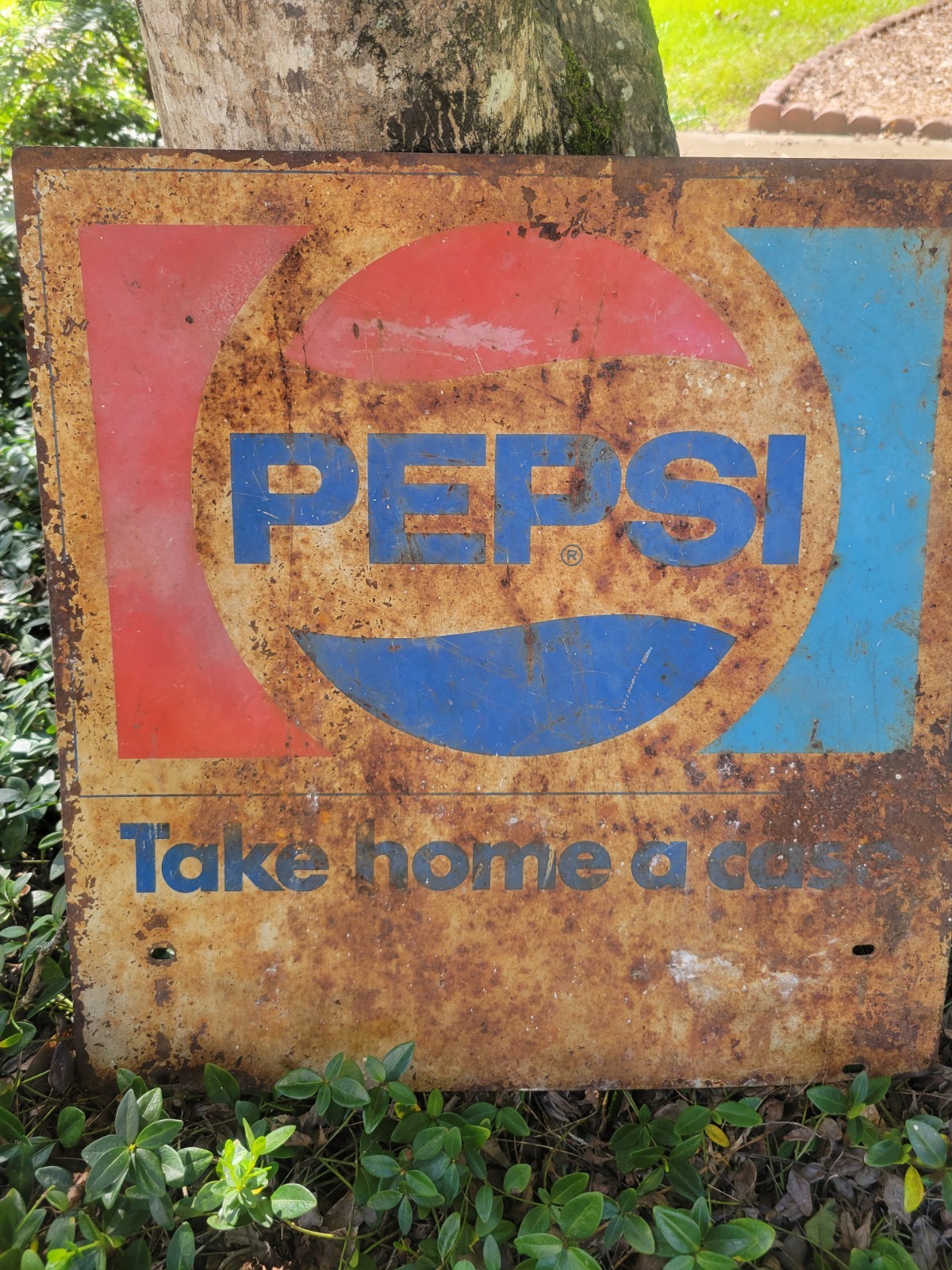 Vintage Pepsi Metal Sign "Take Home A Case" - 1950s Double Sided