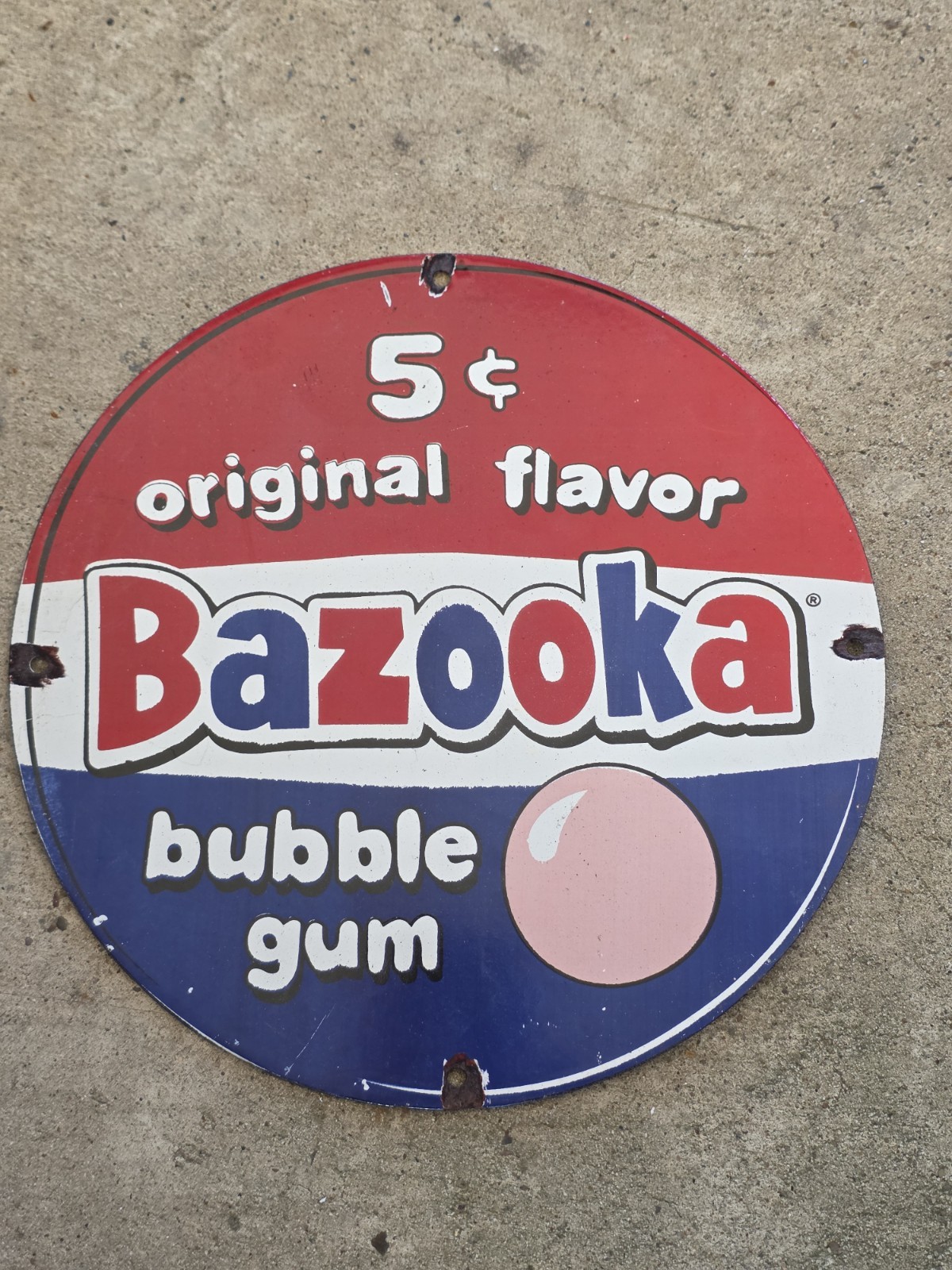VINTAGE BAZOOKA BUBBLE GUM PORCELAIN SIGN GAS STATION CONVENIENCE STORE SIGN12" VINTAGE BAZOOKA BUBBLE GUM PORCELAIN SIGN GAS STATION CONVENIENCE STORE SIGN12"