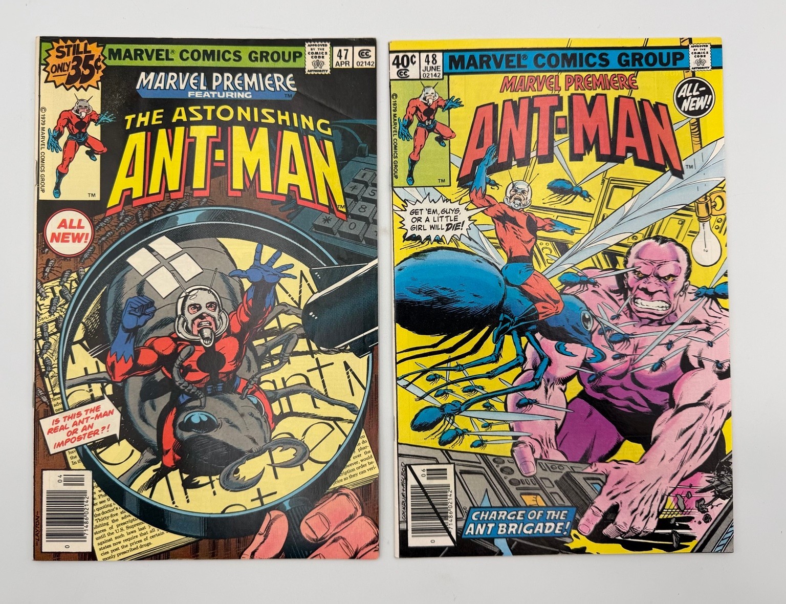 Marvel Premiere #47-48 Ant-Man 1st Scott Lang Cassie Newsstand 1979 F/VF Lot Marvel Premiere #47-48 Ant-Man 1st Scott Lang Cassie Newsstand 1979 F/VF Lot