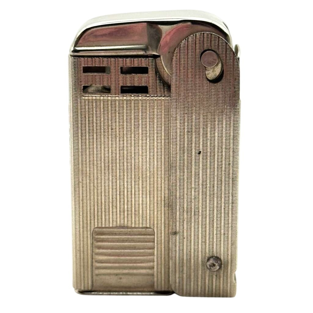 Vintage Regens Stormliter Squeeze Lighter Ribbed Silver USA Smooth Action Vintage Regens Stormliter Squeeze Lighter Ribbed Silver USA Smooth Action