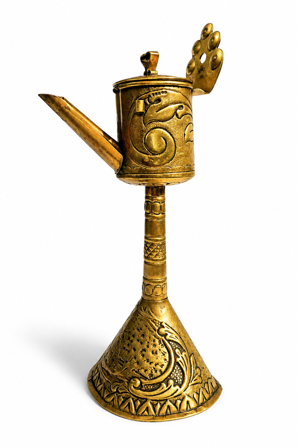 Antique Dutch Brass Snotneus Oil Lamp, Flemish, 19th Century Antique Dutch Brass Snotneus Oil Lamp, Flemish, 19th Century