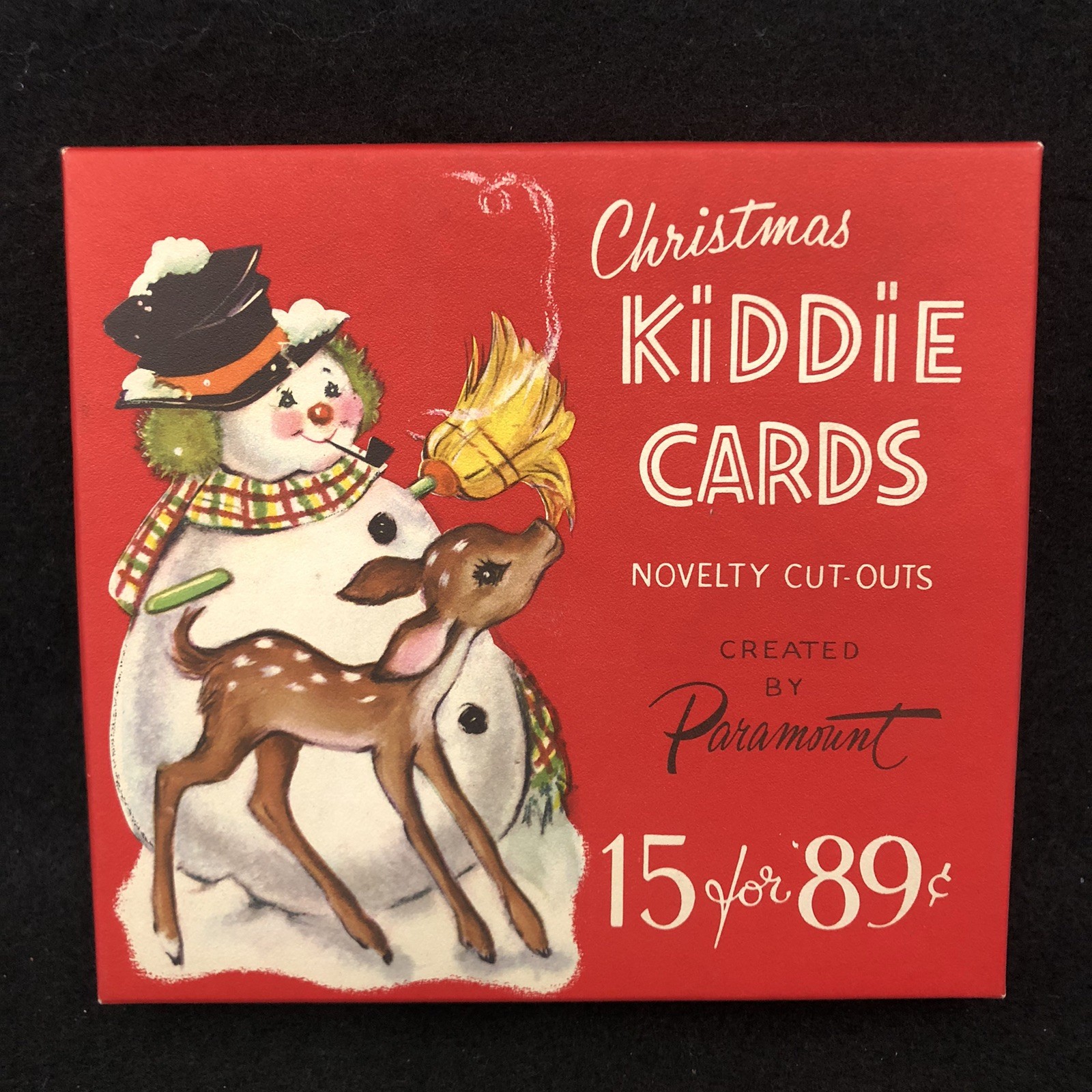 Vintage 1950's Snowman Deer Christmas Kiddie Cards Box NO CARDS BOX ONLY MCM Vintage 1950's Snowman Deer Christmas Kiddie Cards Box NO CARDS BOX ONLY MCM