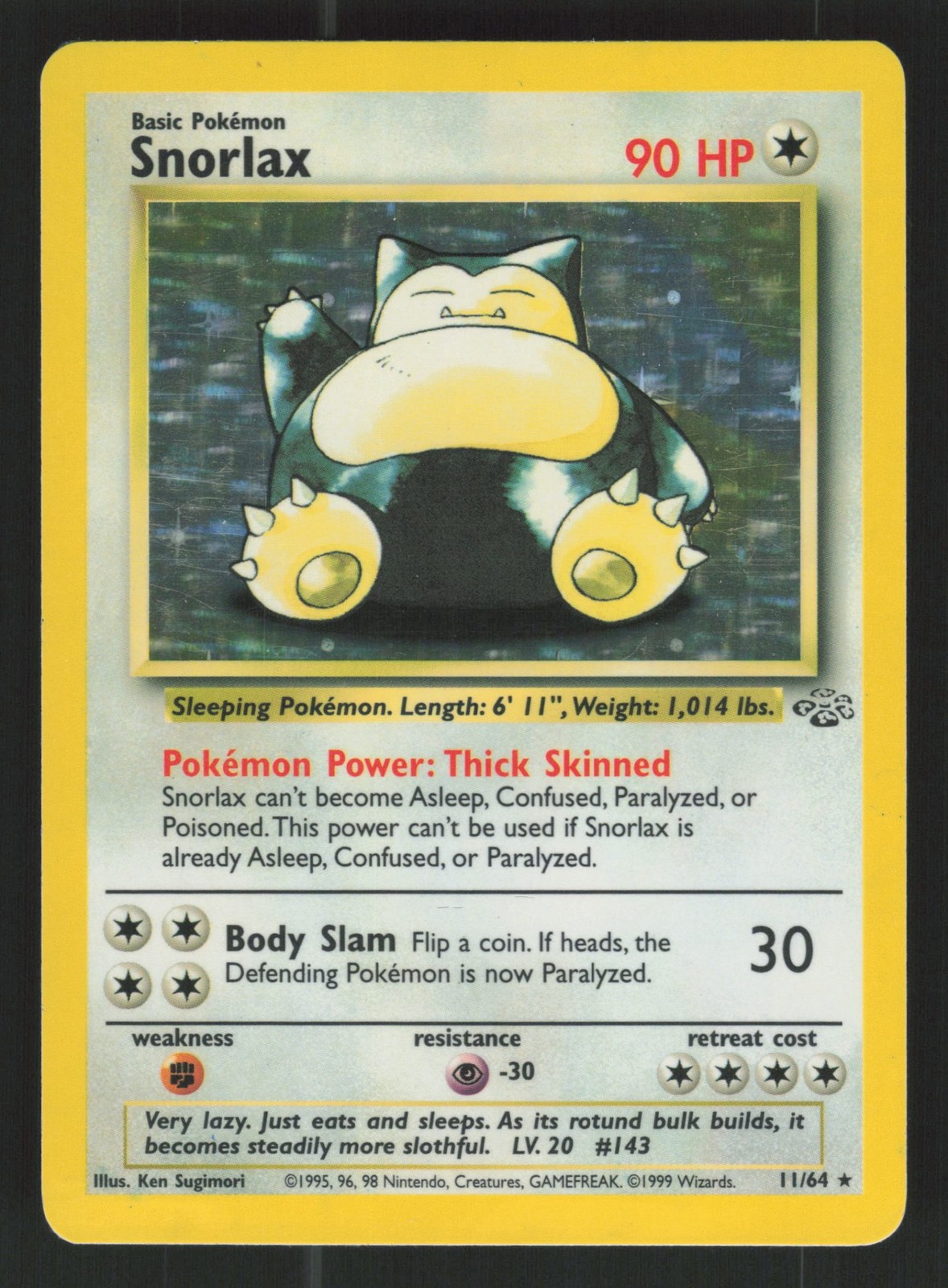 English MP Snorlax (11) 11/64 JU Unlimited Holofoil Pokemon Jungle