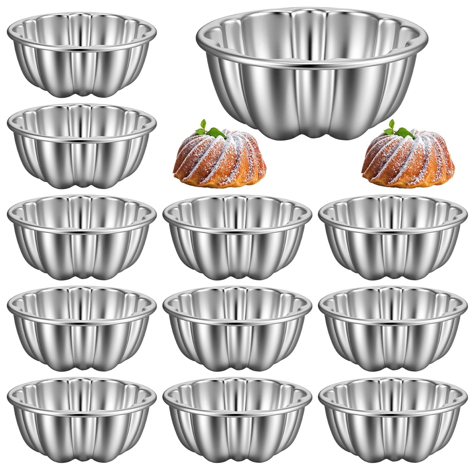 12 PCS Mini Flan Molds Pans Carbon Steel Nonstick Fluted Cake Cupcake Baking 12 PCS Mini Flan Molds Pans Carbon Steel Nonstick Fluted Cake Cupcake Baking