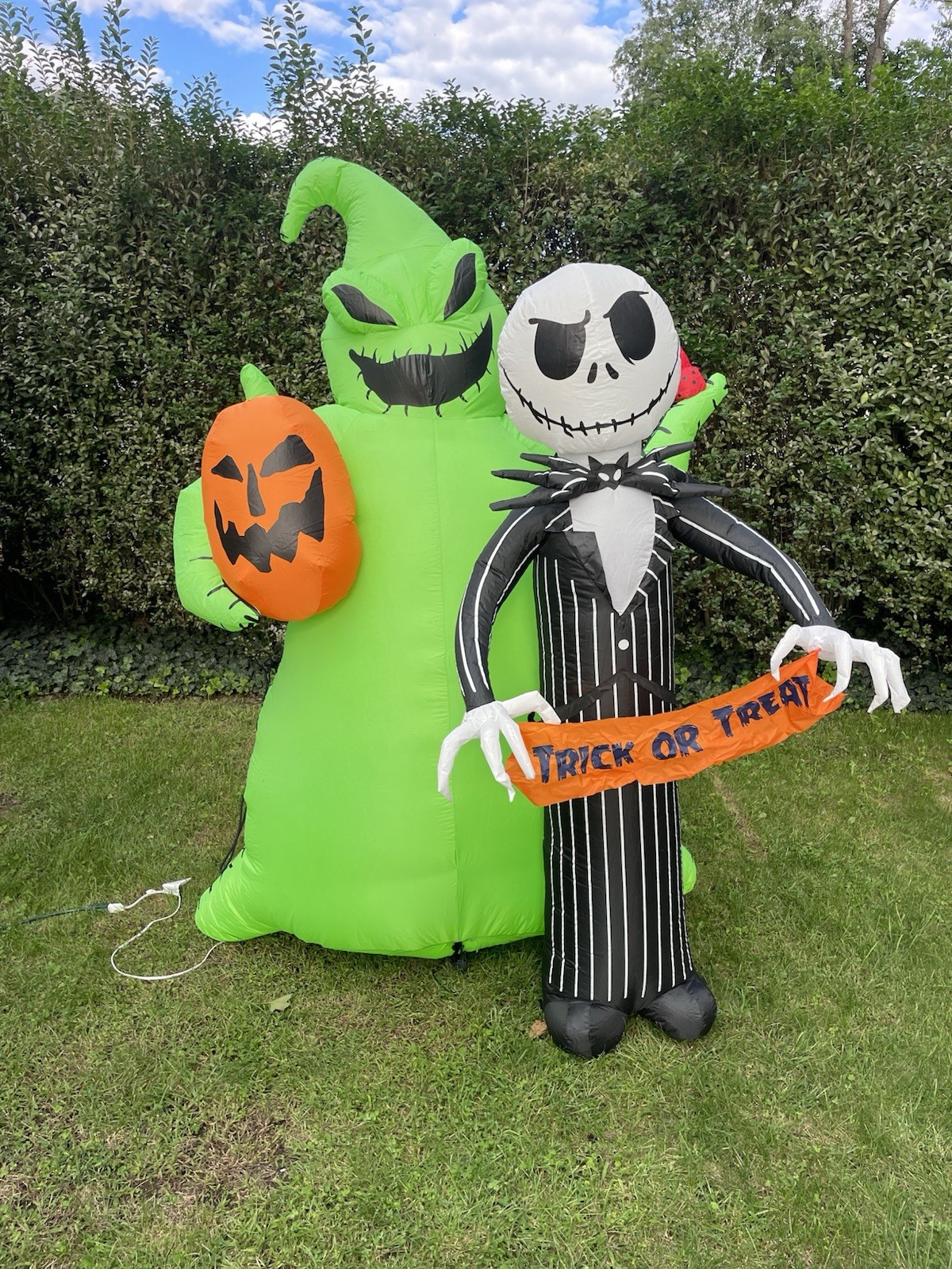 Gemmy 6.5ft Jack Skellington & Oogie Boogie Halloween Inflatable Yard Decor Gemmy 6.5ft Jack Skellington & Oogie Boogie Halloween Inflatable Yard Decor