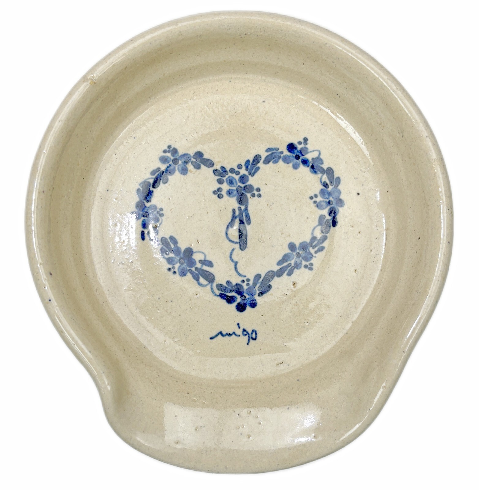 Marshall Pottery Paul Storie TX Stoneware Spoon Rest Holder Heart Vtg Retired