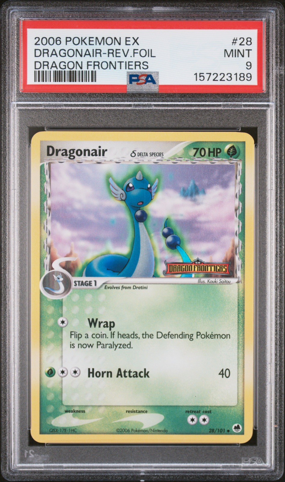 2006 Pokemon EX Dragon Frontiers Reverse Holo Dragonair #28 PSA 9 Mint