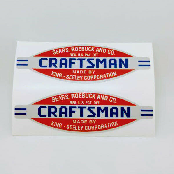CRAFTSMAN TOOLS KING SEELEY Vintage Style DECALS, 4.5" Vinyl STICKERS x 2