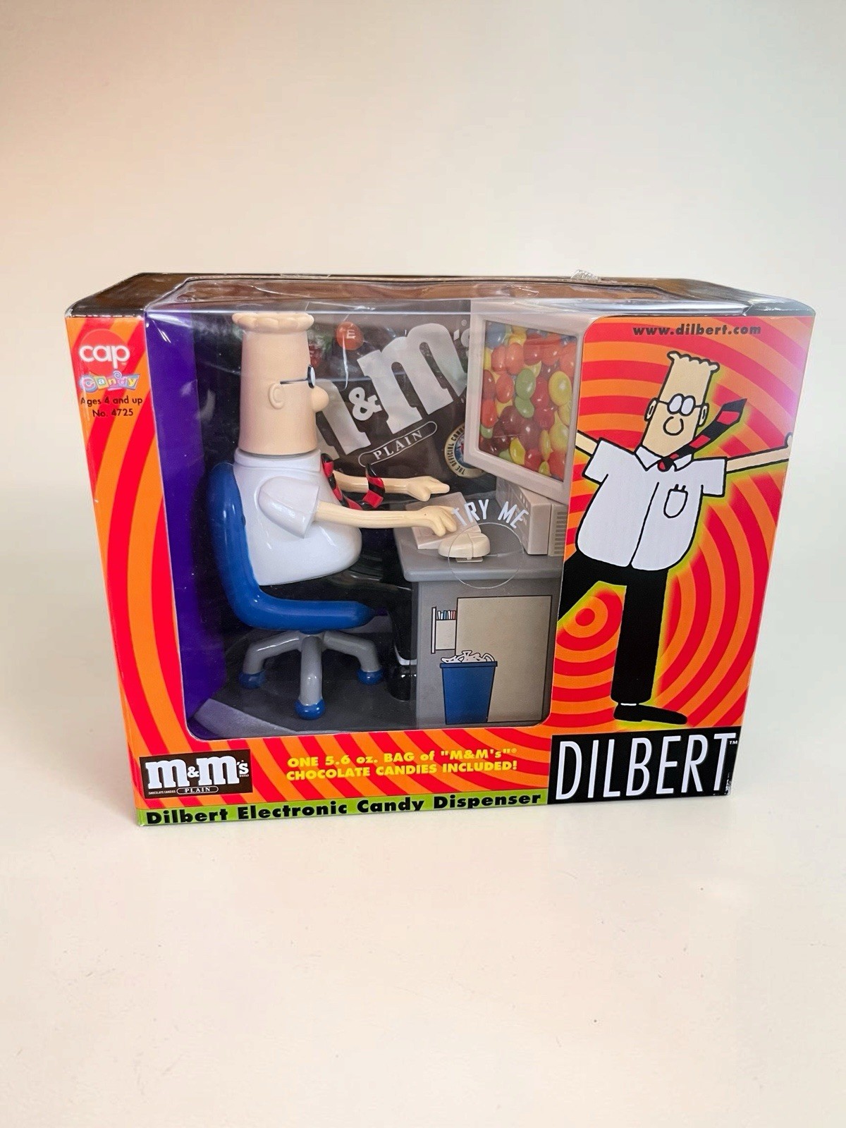 NOS 90s Dilbert M&M's Candy Dispenser Vtg 1998 W/ Sealed Bag M&M’s IT Tech Gift