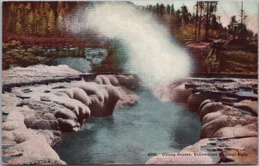 Vintage 1920s YELLOWSTONE NATIONAL PARK Postcard "Oblong Geyser" HHT Unused Vintage 1920s YELLOWSTONE NATIONAL PARK Postcard "Oblong Geyser" HHT Unused