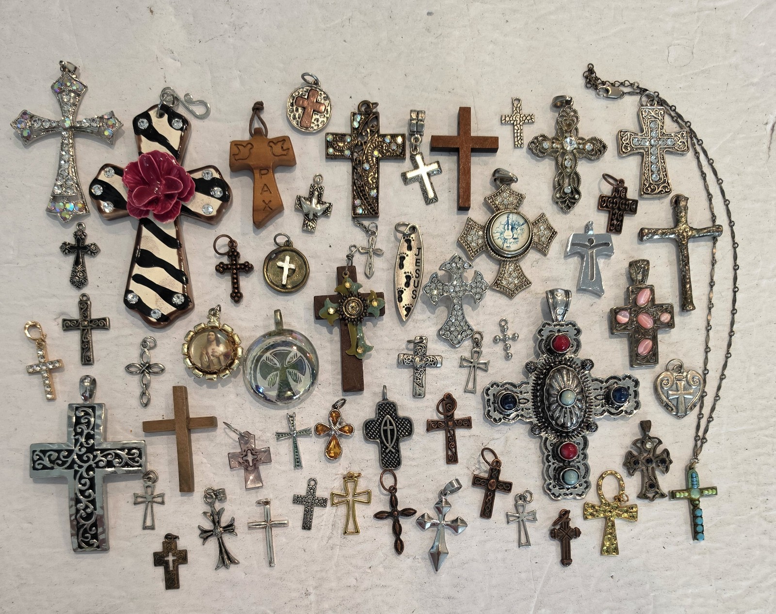 Christian Cross Pendant And Charm Collection Lot
