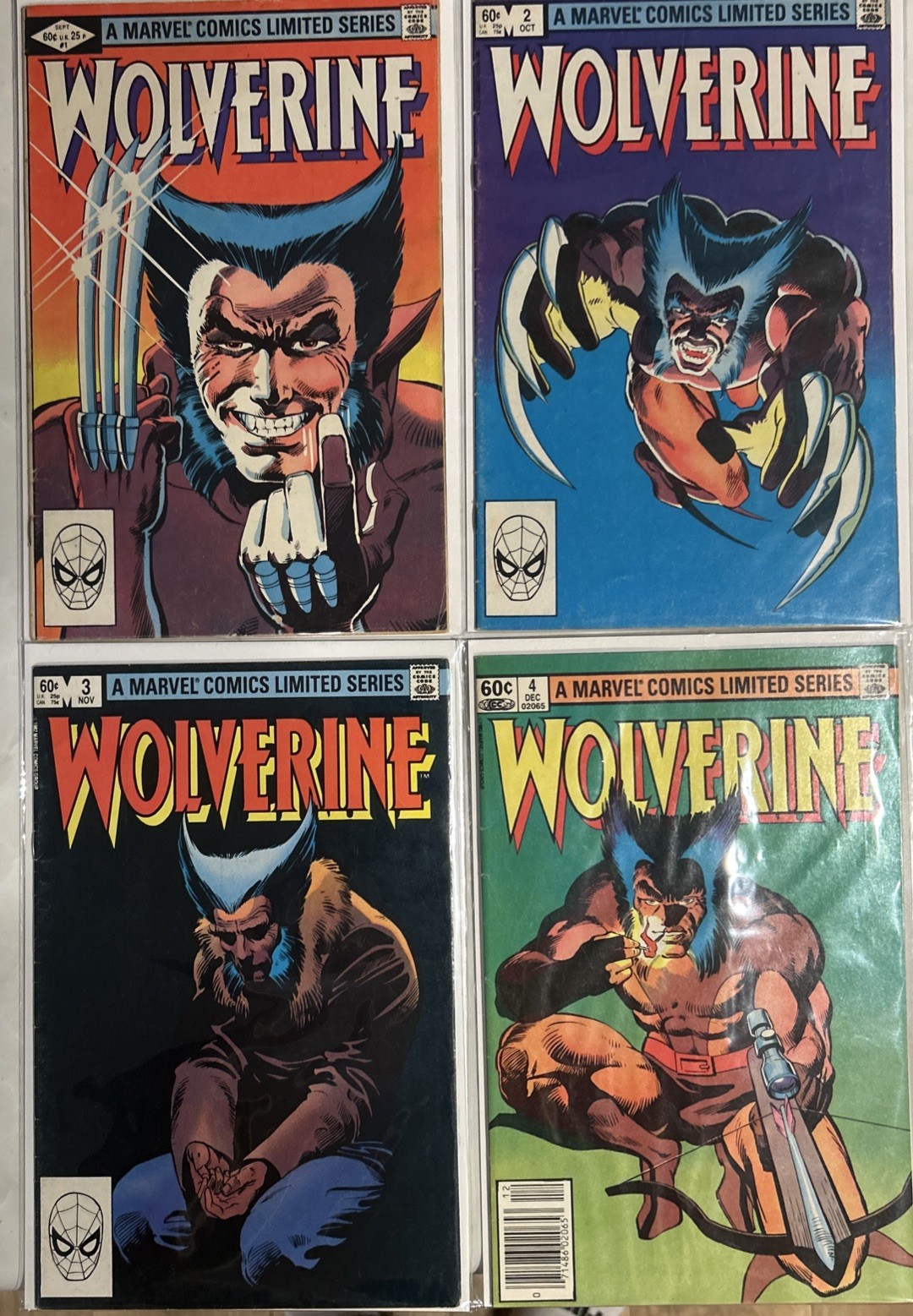 Wolverine Limited Series #1-4 (1982) 4 Comic Lot Marvel # 4 is A Newsstand** Wolverine Limited Series #1-4 (1982) 4 Comic Lot Marvel # 4 is A Newsstand**