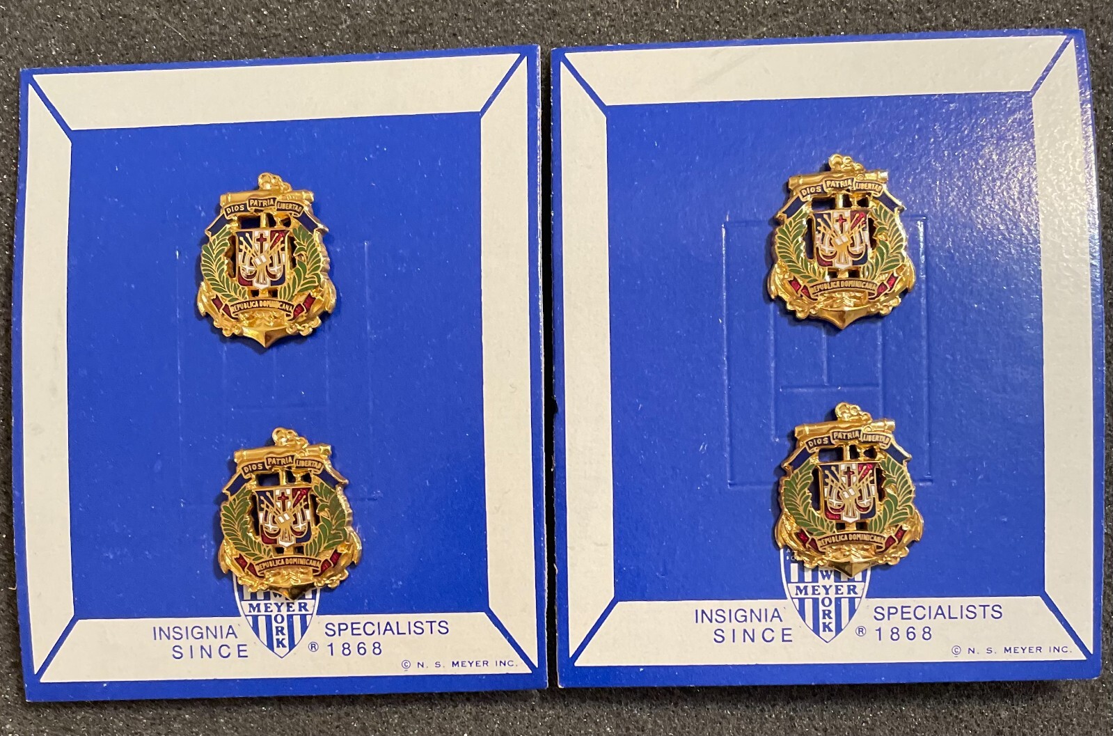 Trujillo Era DOMINICAN REPUBLIC Navy Officer Crest Lapel Insignia Set (Two Pair) Trujillo Era DOMINICAN REPUBLIC Navy Officer Crest Lapel Insignia Set (Two Pair)