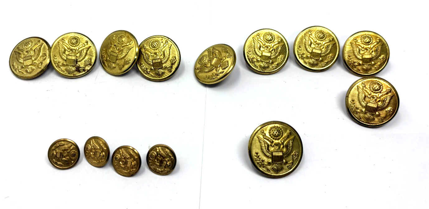 Set of 14 Vintage Waterbury US Army Great Seal Gold Tone Uniform Buttons Set of 14 Vintage Waterbury US Army Great Seal Gold Tone Uniform Buttons
