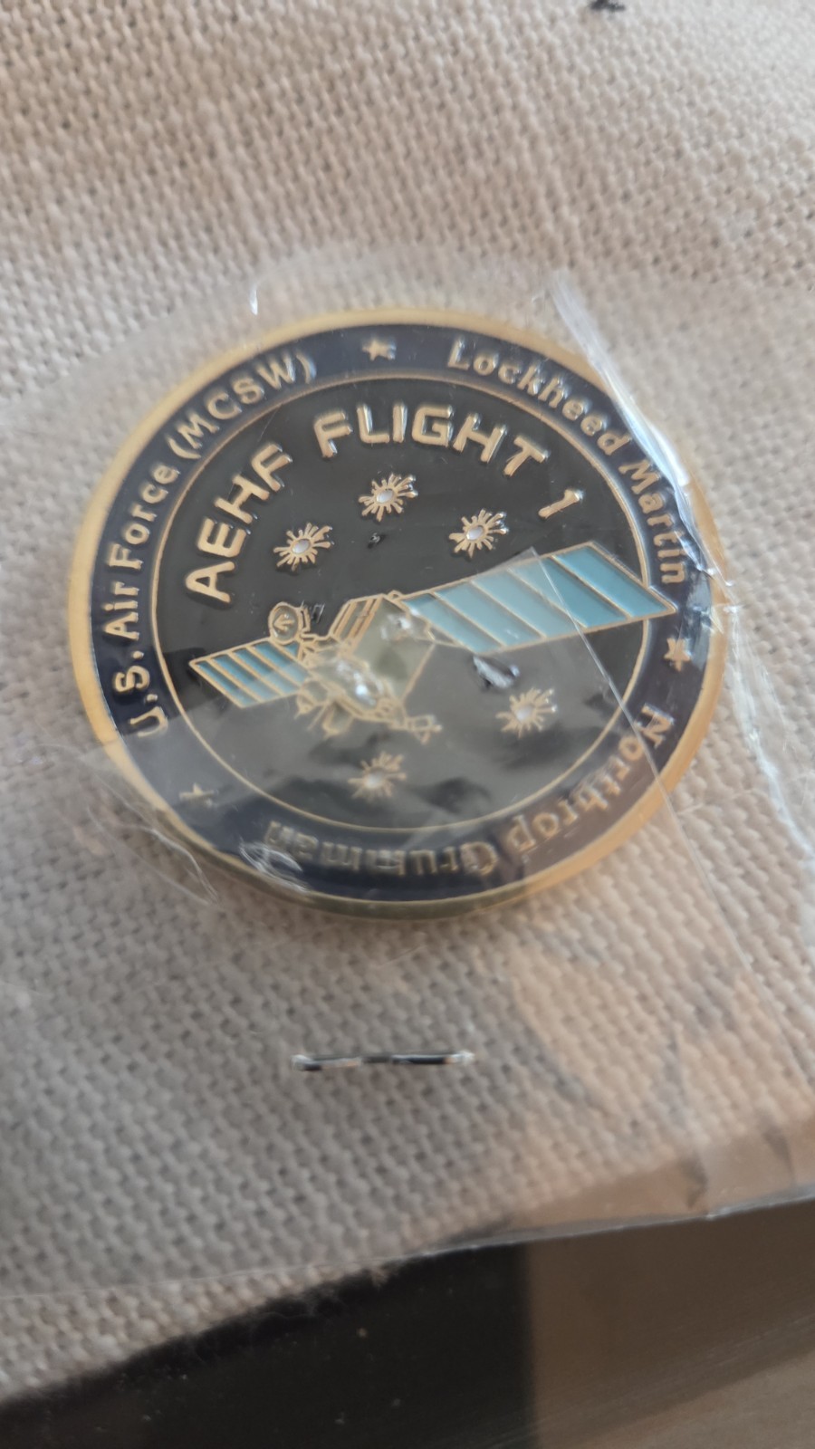 ​AEHF Flight 1 Challenge Coin Advanced EHF Satellite Lockheed Martin Northrop...