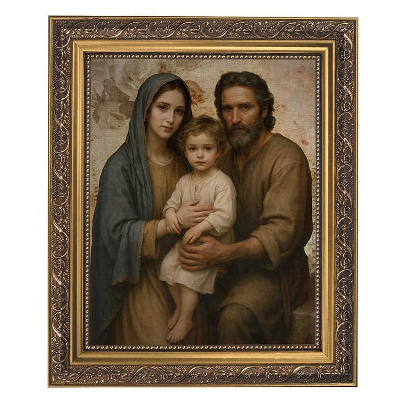 Framed Print - Holy Family - Under Glass With Gold Finish Frame, 12.5" High Framed Print - Holy Family - Under Glass With Gold Finish Frame, 12.5" High