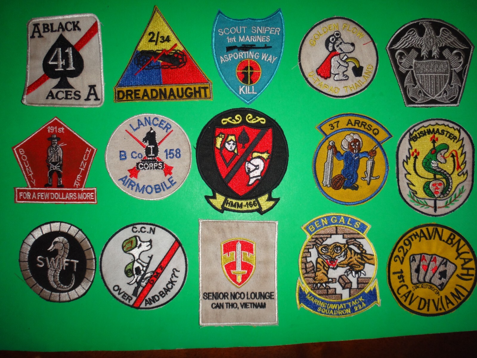 Lot #1: 15 Vietnam War US Army Air Force Navy Marines Patches, $12 each patch Lot #1: 15 Vietnam War US Army Air Force Navy Marines Patches, $12 each patch
