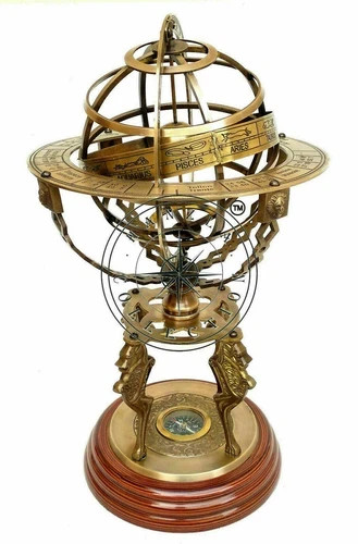 18" Nautical Brass, Sphere Engraved Armillary Antique, Vintage Astrolabe Compass 18" Nautical Brass, Sphere Engraved Armillary Antique, Vintage Astrolabe Compass