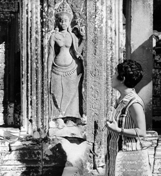 Writer Seiko Tanabe visit Angkor Wat circa December 1964 Angkor Ca- Old Photo Writer Seiko Tanabe visit Angkor Wat circa December 1964 Angkor Ca- Old Photo