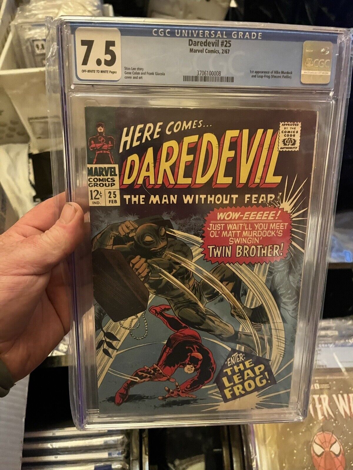 🩸Daredevil #25 CGC 7.5 1967 1st Appearance Of Mike Murdock And Leap Frog 🔑