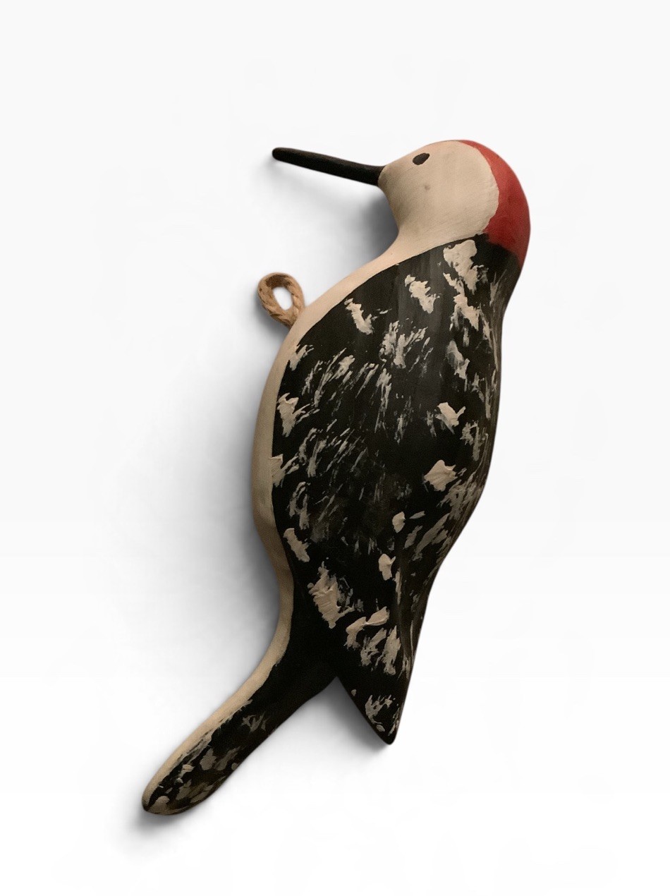Vtg Hand Painted Woodpecker Bird Hanging Ornament 8” Wooden Folk Art Rustic Deco Vtg Hand Painted Woodpecker Bird Hanging Ornament 8” Wooden Folk Art Rustic Deco