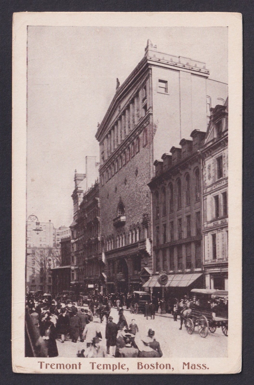 Vintage postcard Tremont Temple Boston Massachusetts street view 1907 USA