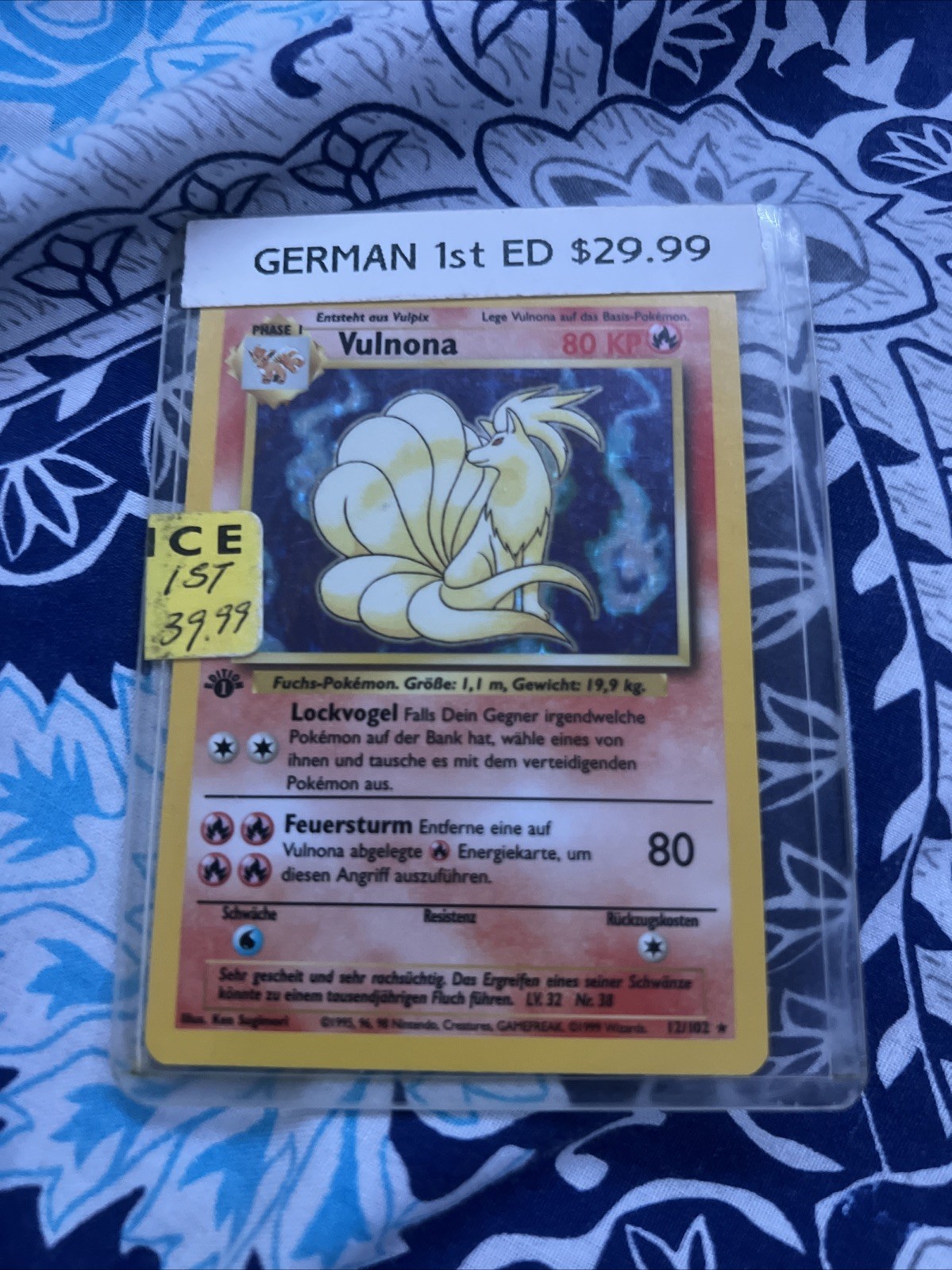 Vulnona German Ninetails Holo Rare Pokemon Card 12/102 First Edition Vulnona German Ninetails Holo Rare Pokemon Card 12/102 First Edition