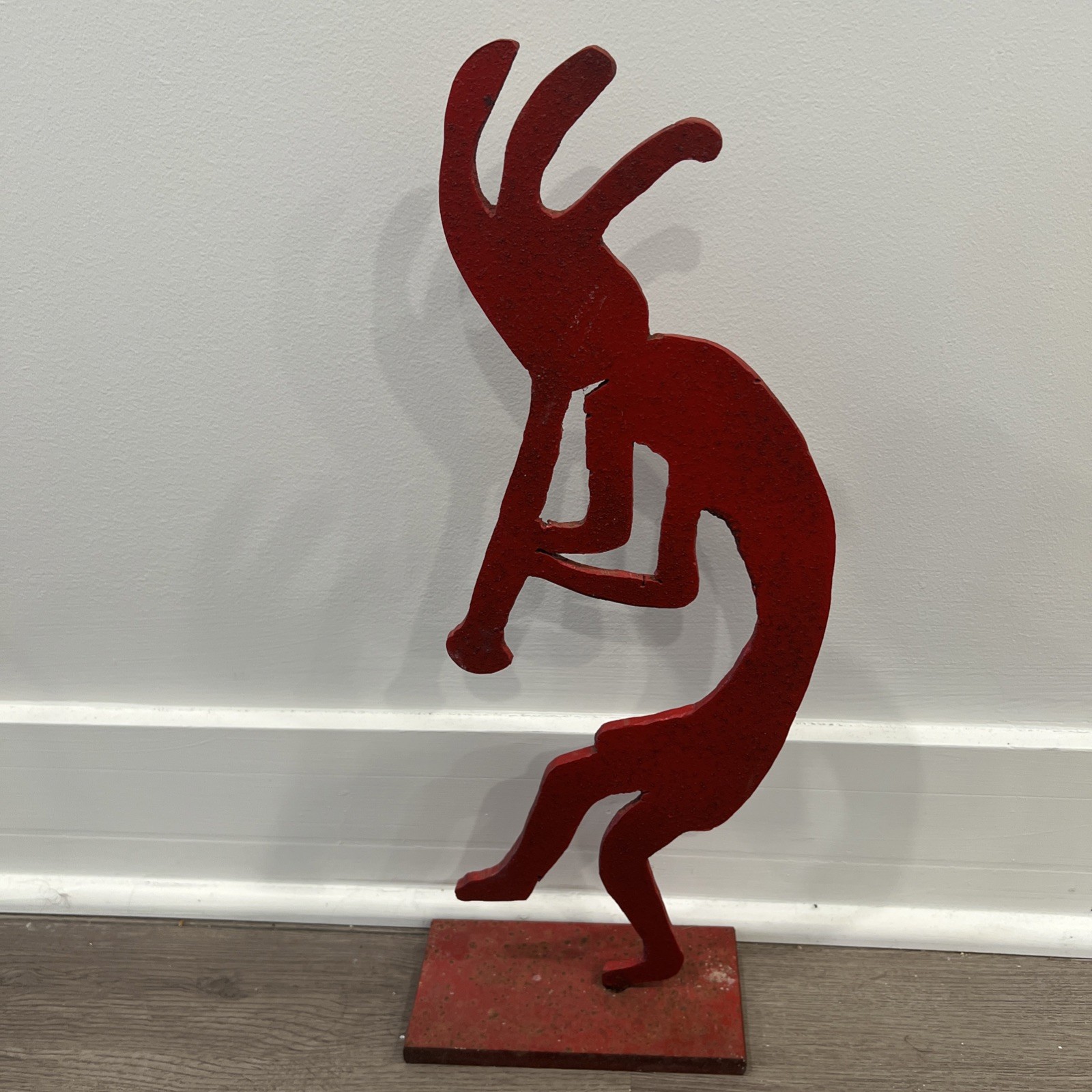 Vintage Red Kokopelli Metal Figurine – Native American Southwest Decor 19”