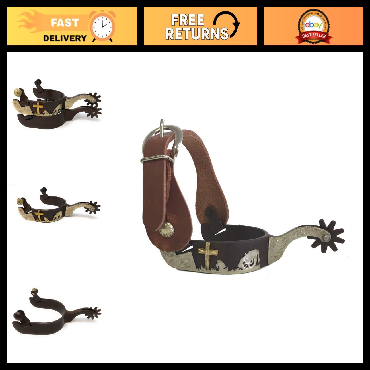 Antique Brown Cowboy Spurs Set - Vintage Western Riding Gear, Equestrian Accesso Antique Brown Cowboy Spurs Set - Vintage Western Riding Gear, Equestrian Accesso