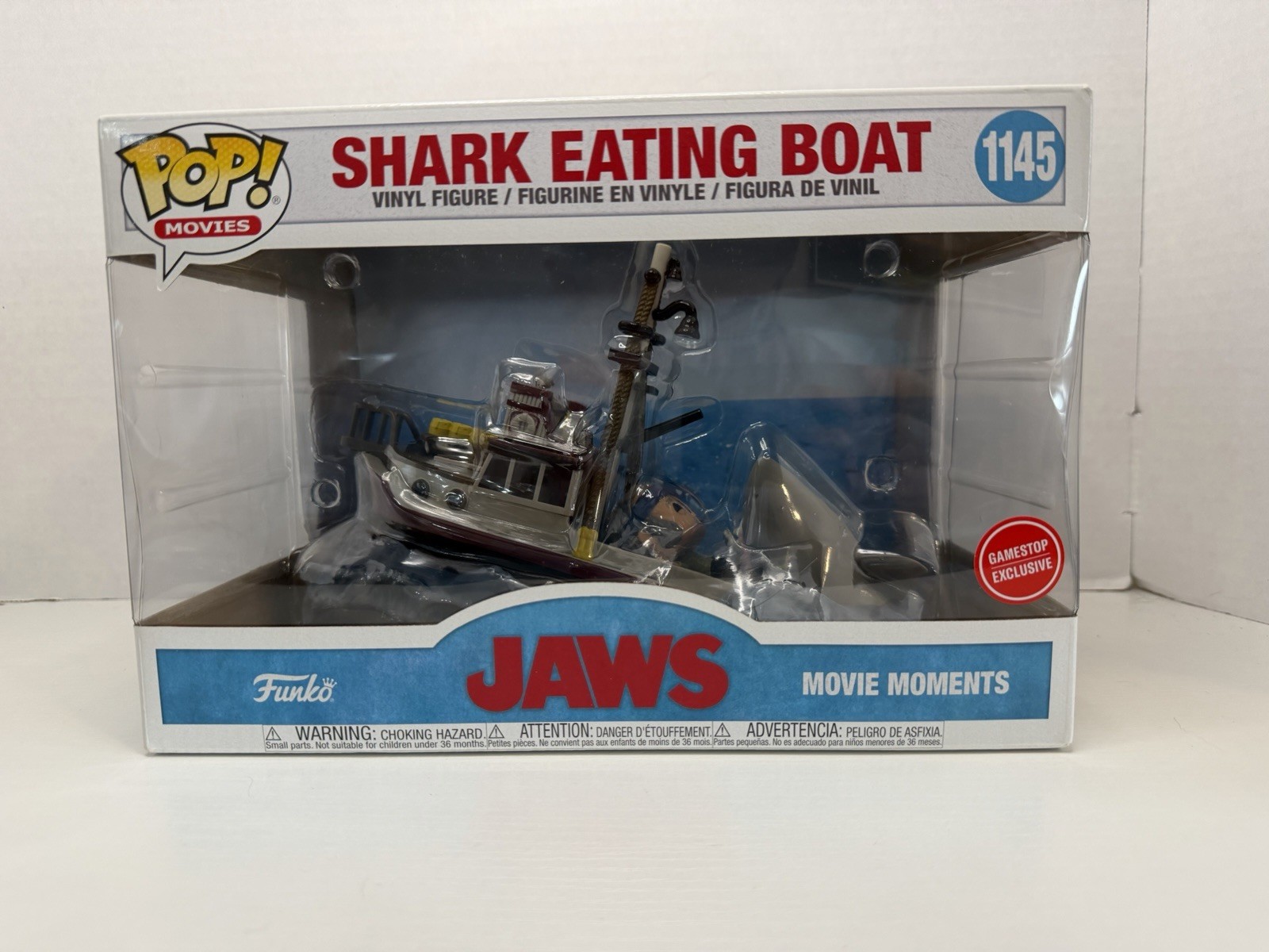 Funko Pop Jaws Shark Eating Boat #1145 GameStop Exclusive Movie Moments Funko Pop Jaws Shark Eating Boat #1145 GameStop Exclusive Movie Moments