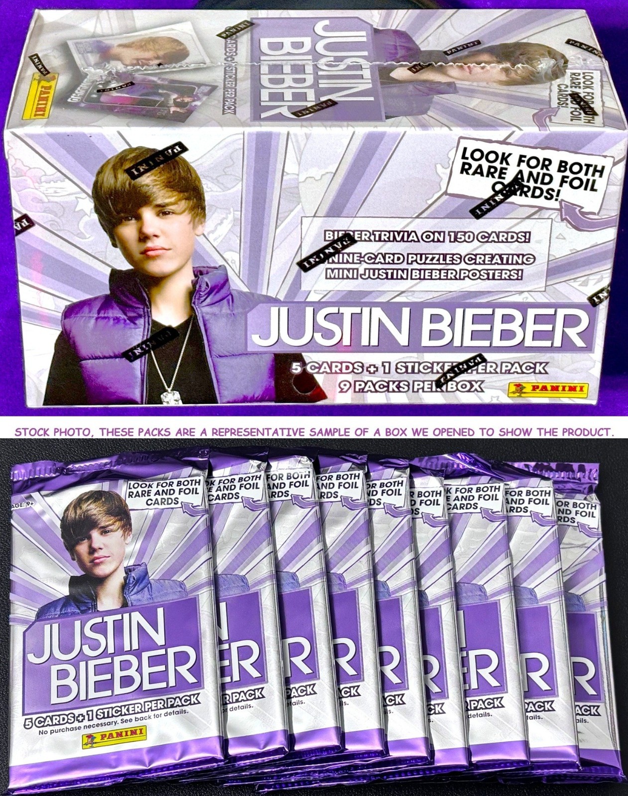 2010 Panini Justin Bieber FACTORY SEALED BOX = 9 Unopened PACKS = 54 Cards DRAKE 2010 Panini Justin Bieber FACTORY SEALED BOX = 9 Unopened PACKS = 54 Cards DRAKE