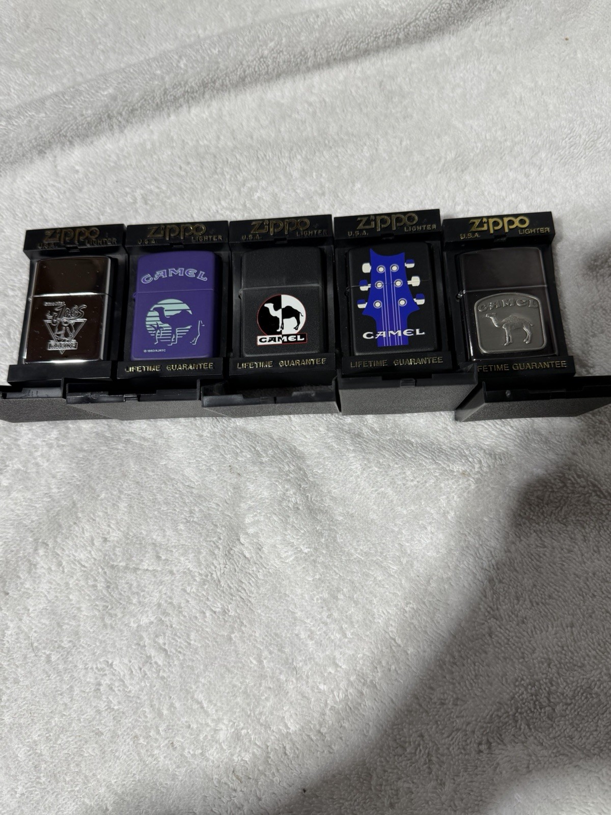Lot Of 5 Camel Guitar Day & Night Smokin Joe Racing Vintage Zippo Lighter New Lot Of 5 Camel Guitar Day & Night Smokin Joe Racing Vintage Zippo Lighter New