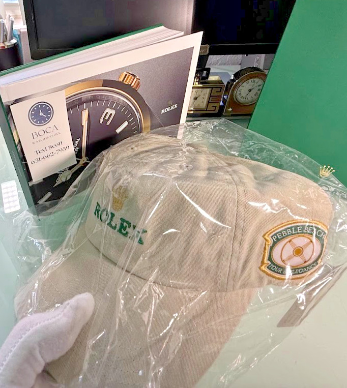 *** Rolex New Pebble Beach car show hat kaki new cotton twill Rare find *** *** Rolex New Pebble Beach car show hat kaki new cotton twill Rare find ***