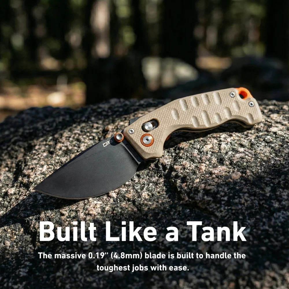 CJRB Doubletap Folding Knife 3.88" D2 Tool Steel Drop Point Blade Tan G10 Handle CJRB Doubletap Folding Knife 3.88" D2 Tool Steel Drop Point Blade Tan G10 Handle