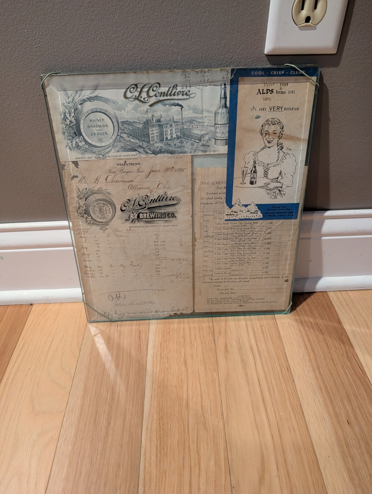 1895 Centlivre Brewing Fort Wayne Pre Prohibition Letterhead Display Sign Beer 1895 Centlivre Brewing Fort Wayne Pre Prohibition Letterhead Display Sign Beer