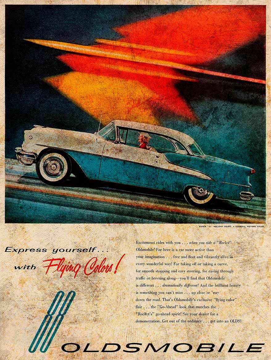 1955 OLDSMOBILE 88 AUTOMOBILE CAR AD HEAVY DUTY USA MADE METAL ADVERTISING SIGN 1955 OLDSMOBILE 88 AUTOMOBILE CAR AD HEAVY DUTY USA MADE METAL ADVERTISING SIGN