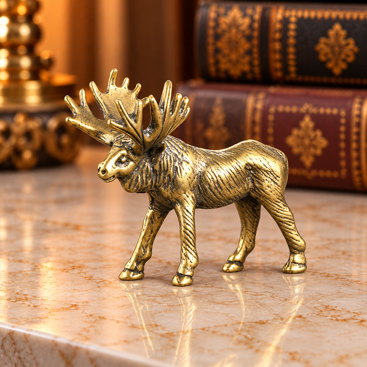 Solid Vintage Brass Moose Statue Ornament Animal Collectible GIFT Hunters Stag Solid Vintage Brass Moose Statue Ornament Animal Collectible GIFT Hunters Stag