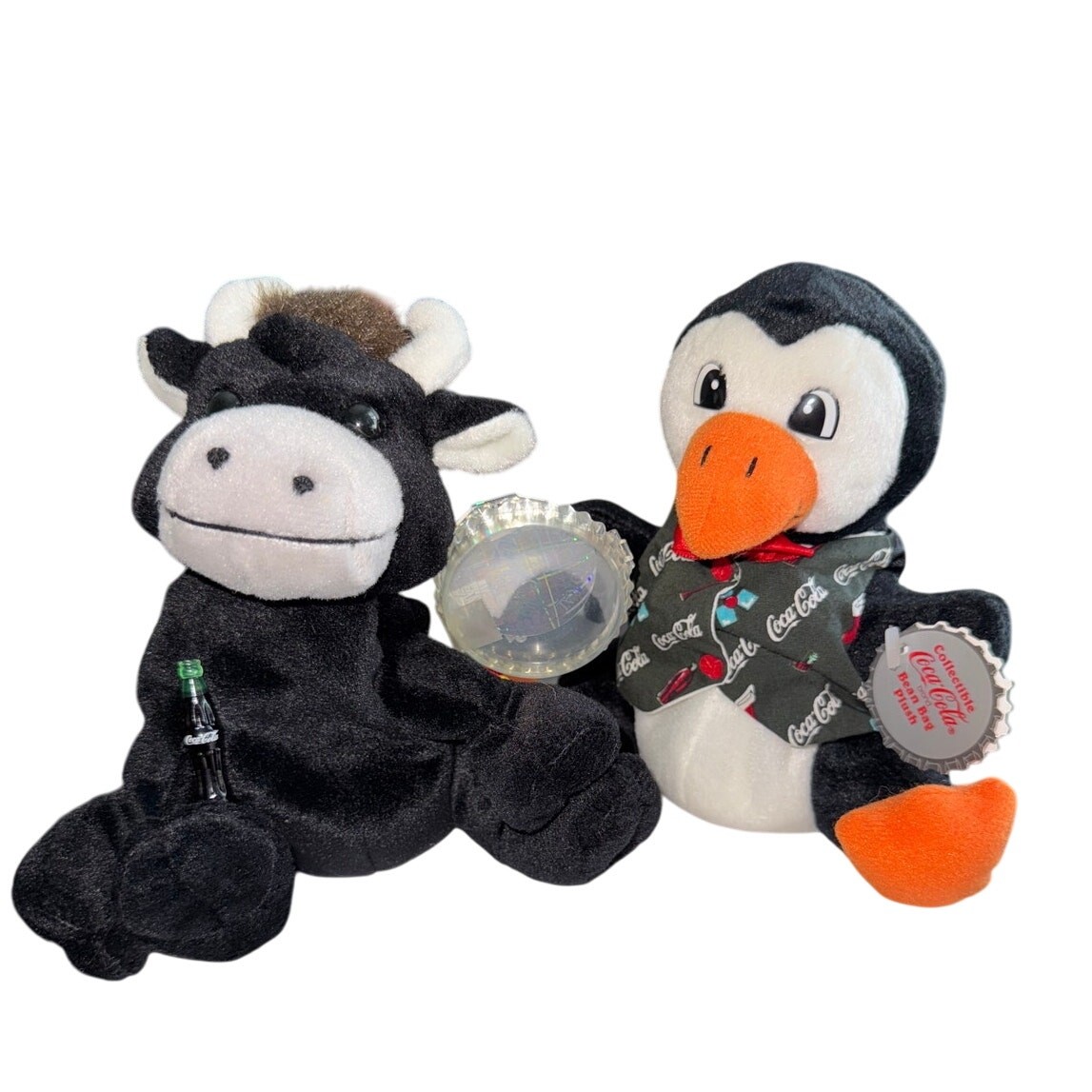 VTG 1998 Coca Cola Toro And Penguin Bean Bag Plush New With Tags Lot of 2