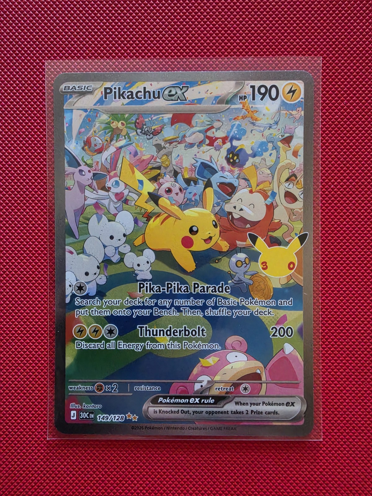 Pokémon TCG Pikachu ex 149/128 - SIR - 30th Celebration