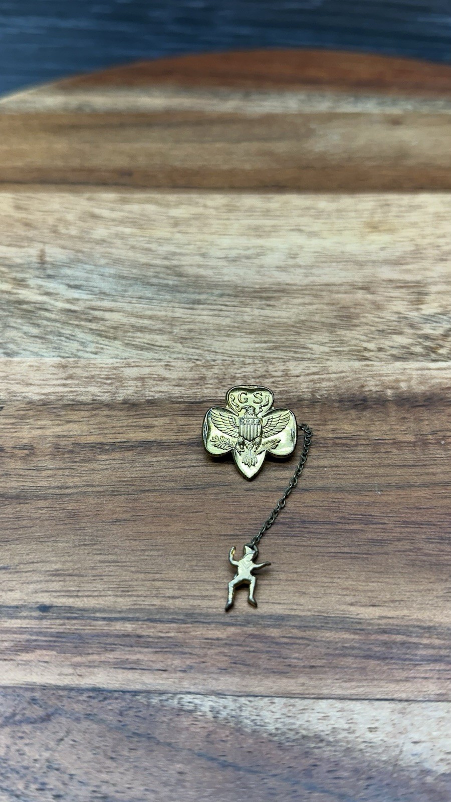 Vintage 1960s Girl Scouts Brownie Elf Dangle Charm Traditional Membership Pin Vintage 1960s Girl Scouts Brownie Elf Dangle Charm Traditional Membership Pin