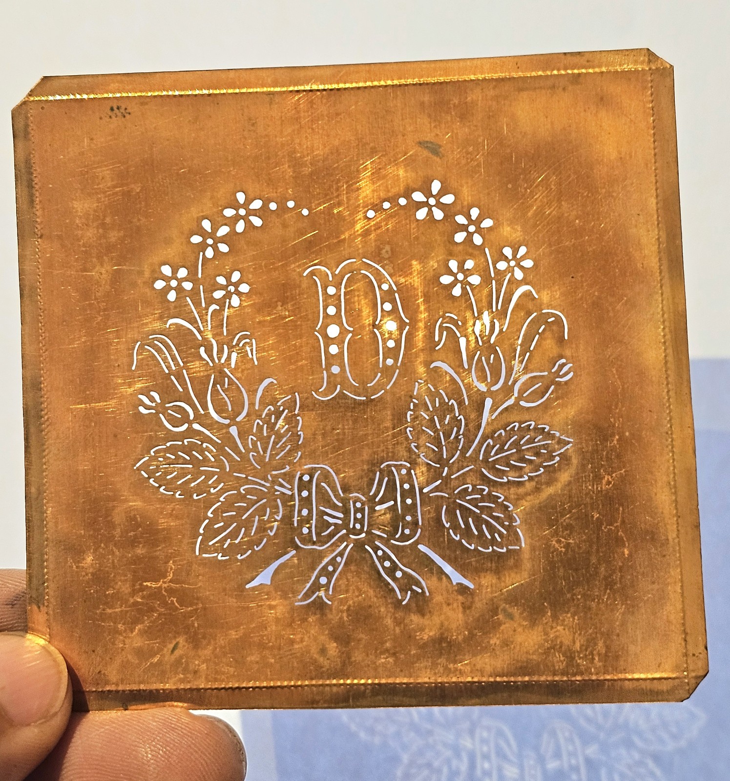 Antique Copper Monogram Stencil Letter D – Ornate Alphabet Plate c.1880–1920 D1 Antique Copper Monogram Stencil Letter D – Ornate Alphabet Plate c.1880–1920 D1